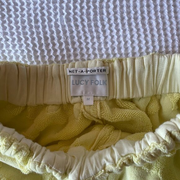 Lucy Folk x Net-a-Porter Yellow Terry Towel Shorts, Size Medium - Picture 4 of 4